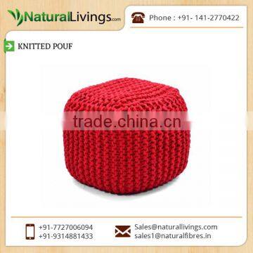 Highly Demanded Bold Colour Knitted Pouf Available from Best Selling Company