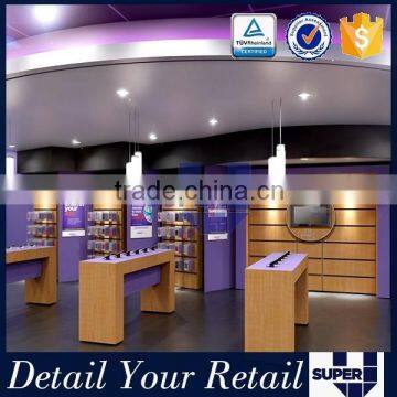 2016 new design veneer MDF modern phone store design