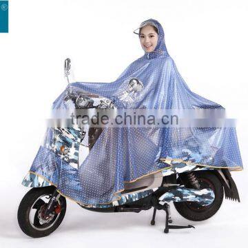 waterproof Japanese style flower breathable 190T PU coating long plastic raincoat with hood