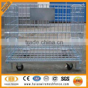 Alibaba metal wire mesh container, metal storage cage with wheels used