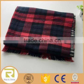 Wholesale 100% Acrylic woven boucle yarn plaid throw blanket