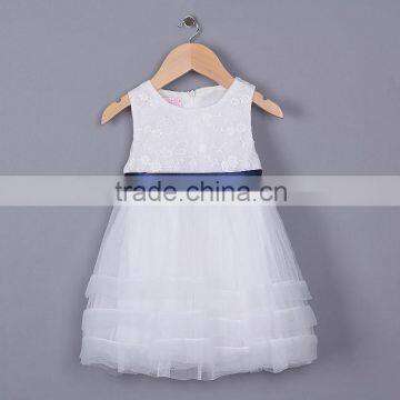 Fashion Design Girl Party Dress Cotton White Sleeveless Infant Dresses Children Clothing In Stock GD50105-9