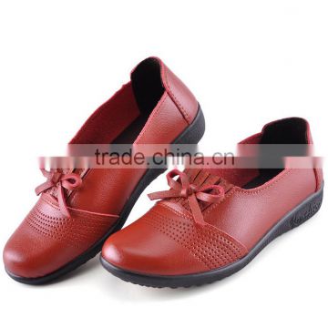 Manufacturers wholesale lady autumn leather shoes elderly mother wedges breathable antiskid casual shoes