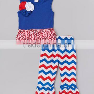 2016 Sleeveless Cotton Baby Girls Summer July 4th Girls Outfits Kids Boutique Outfit