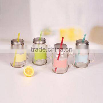 hot selling 4pcs clear glass mason jar with colored board