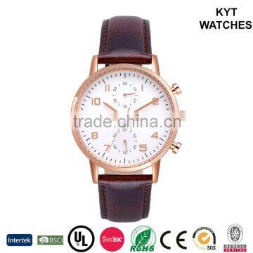 KYT Silver / Gold / Rose Gold Case 5ATM Water Resistant Wrist Quartz Mens Watch Chronograph Quality Choice photo-5