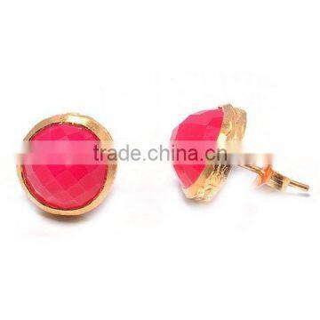 The Gopali Jewellers Chalcedony Gold fashion stud earring Elegant Fashion Jewelry Stud Earring