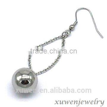 Polish Ball Stainless Steel Chain Hanging Earrings photo-2