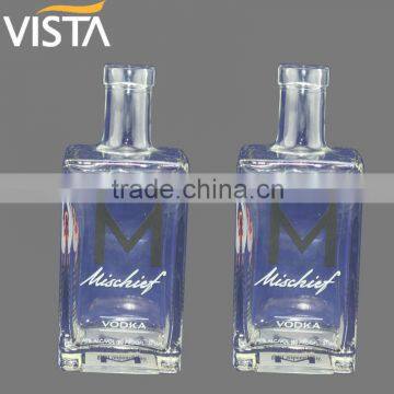 750ML SQUARE TEQUILA GLASS BOTTLE