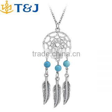 >>>Latest Design Stone Bead Dreamcatcher Feather Charm Pendant Necklace/