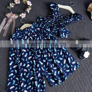 Wholesale Fashion Flowers Vest and Pants Two-piece Children Girl Leisure Suit