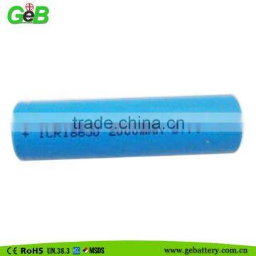 ICR18650 3.7v 2000mah 5C rechargeable cylindrical li-ion battery