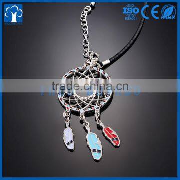 Custom Metal Craft Feather Shape Necklace Pendant photo-3