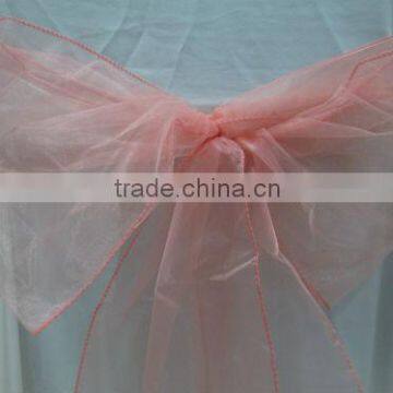 Coral Organza Chair Sashes for bridal