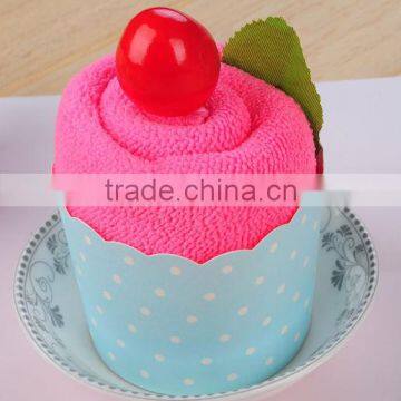 Home Decoration Microfiber Cup Cake Shape Towel Custom Cake Towel