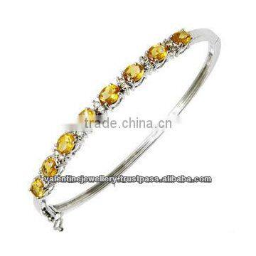 Latest 2015 bracelet design, White gold gemstone bracelet, Yellow stone diamond bangle bracelet jewelry