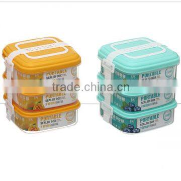 Layers DIY Made Promotional Gift 3 Layer Child Lock Container Leakproof with Lid Handle