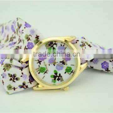 Geneva Korea Style Girls Watch Fabric Watch Strap Bracelet Watches for Women photo-4