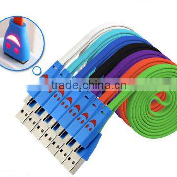 smile face led cable for,samsung usb data cable