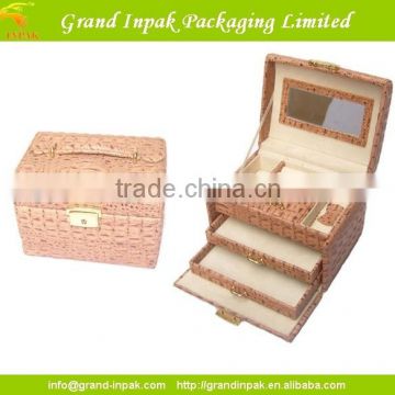 Multi-drawer PU leather plastic velvet jewelry case jewelry box