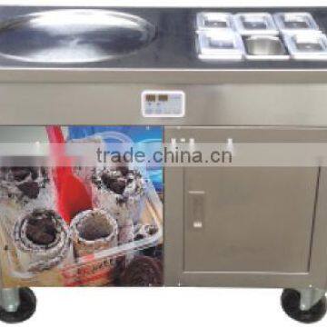 Fried Frozen Yogurt Ice Cream Machine /Double Flat Round Pans Fry Roll Ice Cream Machine photo-4