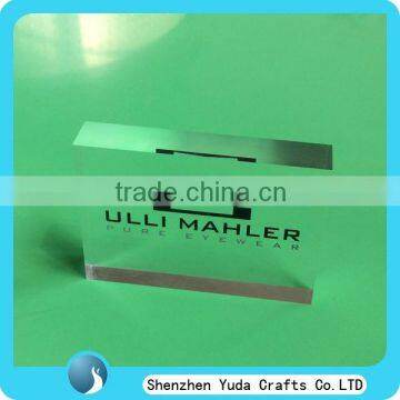 cast cutting acrylic paperweight nameplate signage plaques, lucite material crystal logo block from china factory