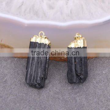 Natural Black Tourmaline Pendant Black Tourmaline Nunatak Energy Chakra Pendant Gold Plated eded Gem stone Druzy Pendant