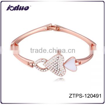 Fashion Heart Design Fish Rose Gold Plated Crystal Bracelet