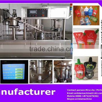 2015 fully automatic 4 heads spout juice pouch filling machine