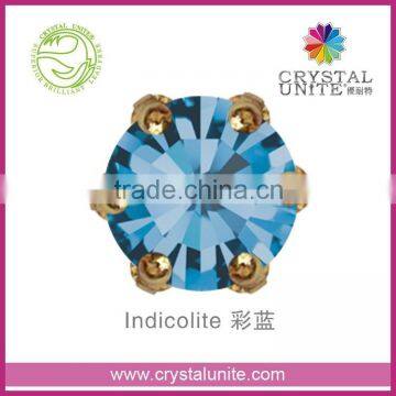 Crystal Unite Lead Free Chaton in Crown Setting, Indicolite