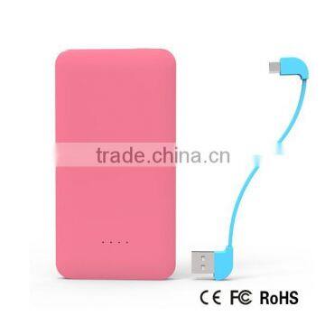 ultra slim rechargeable lithium battery power bank 5000mah