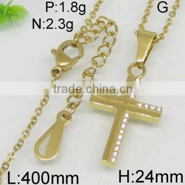 Exquisite cross pendant short chain gold plating necklace