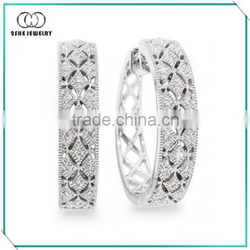 High Quality sterling silver clear cz hoop earrings designs