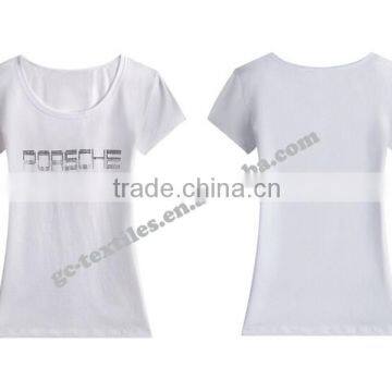 Girl's Hot Fix Rhinestone Slim Short Sleeve T-shirts for Promotion photo-3