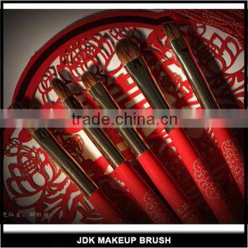 12 Pcs Cosmetic Brush Kit China Wedding Foundation Brush Set Wood Makeup Brushes Red Box photo-6