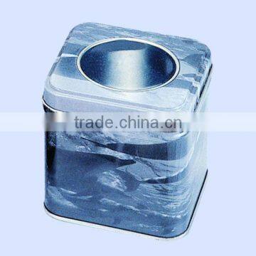 Chinese manufacturer for tea tin can,square shape with window,tea tin box