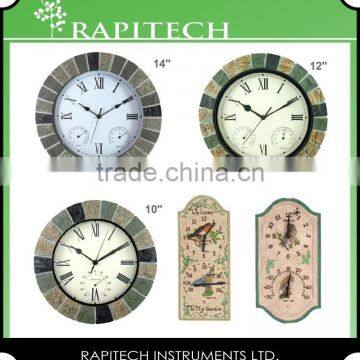 Polyresin Garden Handmade Clock Thermometer