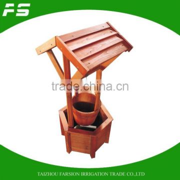 Fir Burnt Wood Flower Decoration Planter Wishing Well Planter Pot