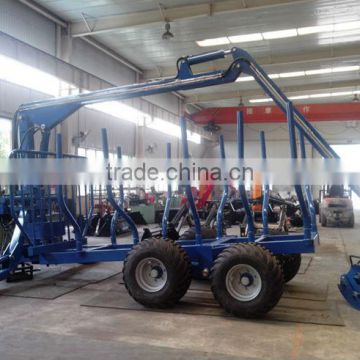 Timber Trailer with Crane mounted on tractor