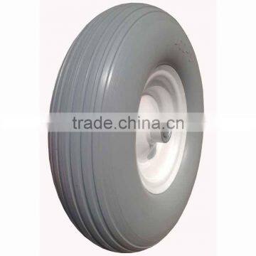 13 Inch 4.00-6 FLAT FREE PU Wheel With Metal Rim for Wheelbarrows Tool Carts photo-4