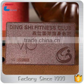 Custom embossed metal bronze membership card