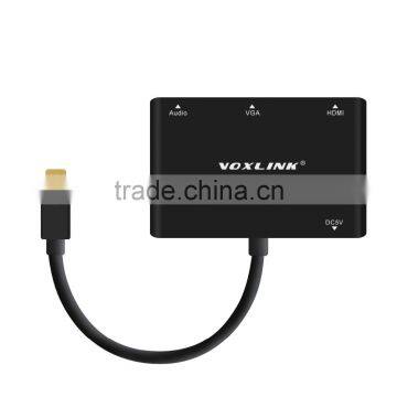 VOXLINK Mini DisplayPort Turn VGA / Audio / HDMI 4K 3in1 Adapter Cable Black photo-3