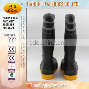 Black PVC Safety Boots Gumboots Wellington Boots With Relective Tape photo-4