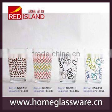 Water glass/drinking glass cup with flower design