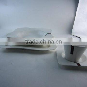 White Waved Porcelain Dinner Set With Tea Pot photo-2