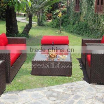 OUTDOOR GARDEN PE FLAT RATTAN SOFA SET