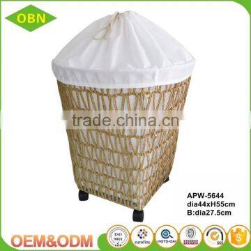 Home large storage handmade twist paper laundry basket with wheels