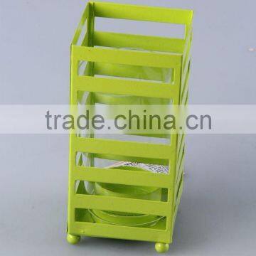 Home Decoration Candlestick/hollow Out Design Iron+Glass Candle Holder photo-2