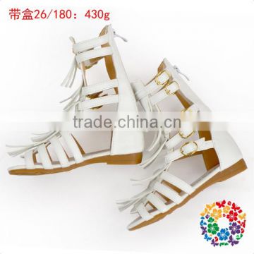 2017 Summer Shoes White Leather Fringe Kids Girls Sandals Women Sandals