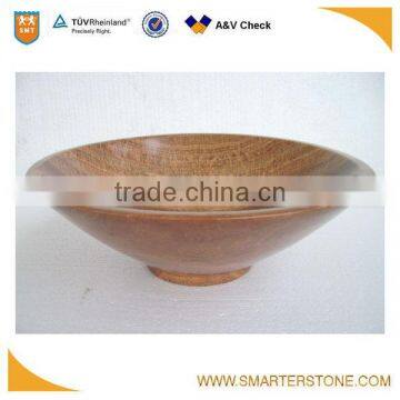 Yellow wooden art washbasin for wholesale